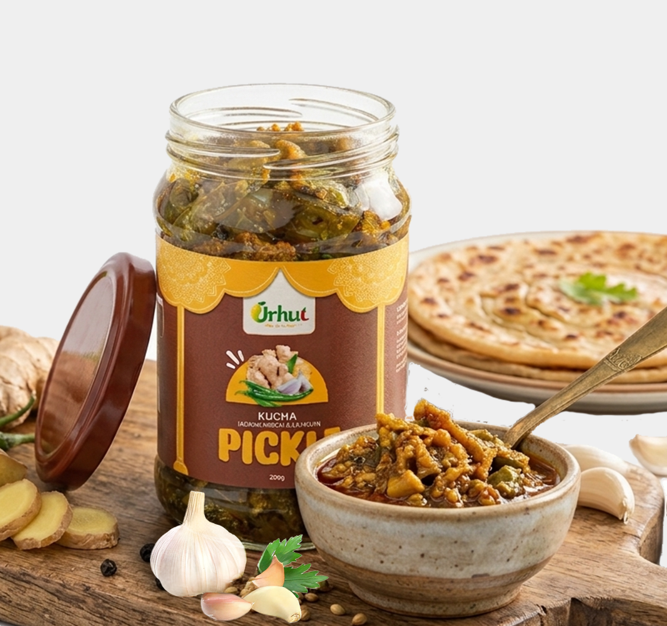 Ginger Garlic & Green Chilli Achar (Kucha)