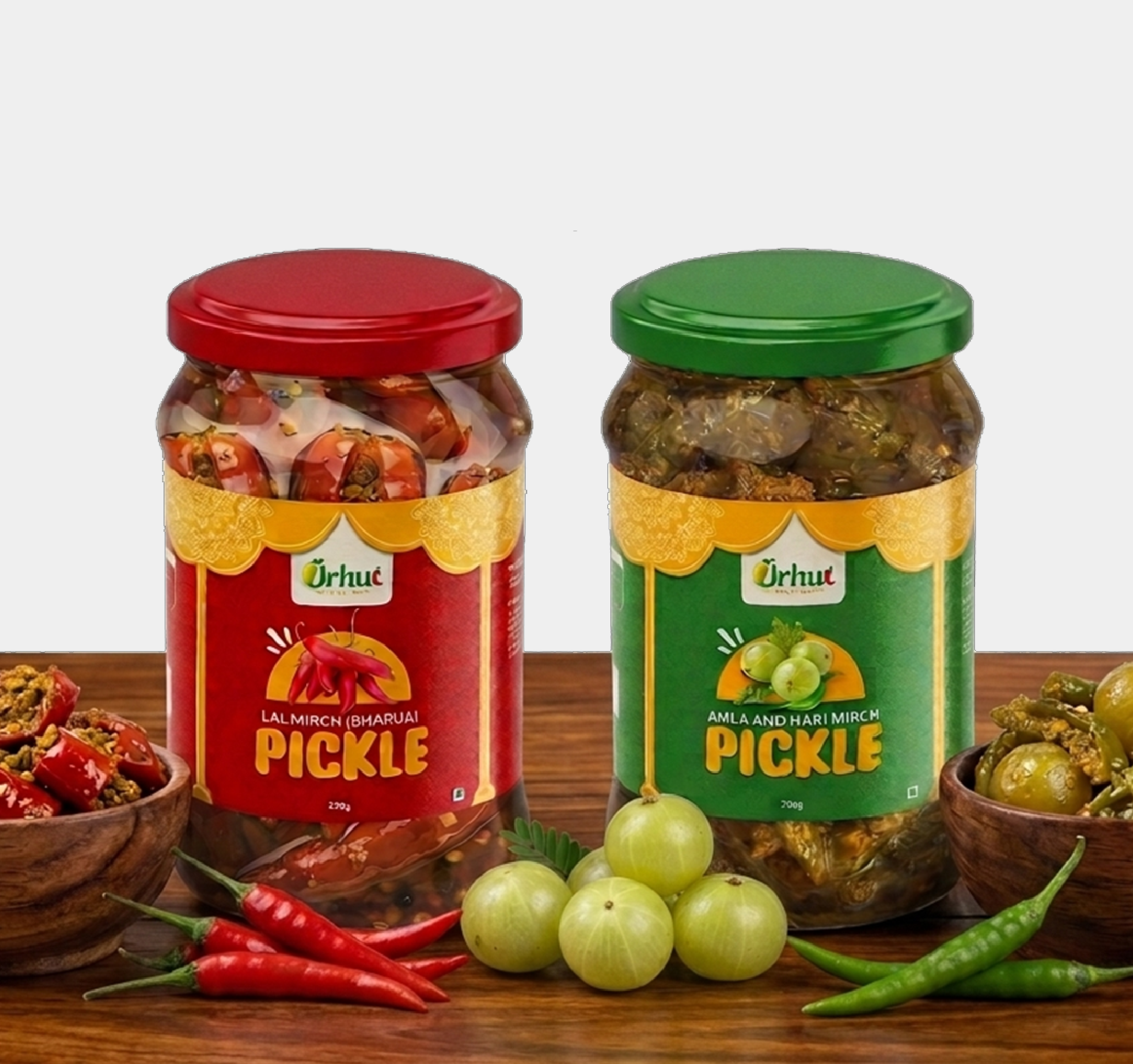 Combo Pickle Pack – Lal Mirch Bharwa & Amla Hari Mirch